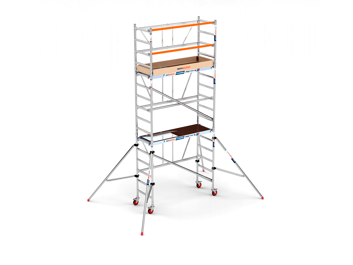 Alquiler andamio plegable de aluminio 75x190 cm 5,70 m altura de trabajo