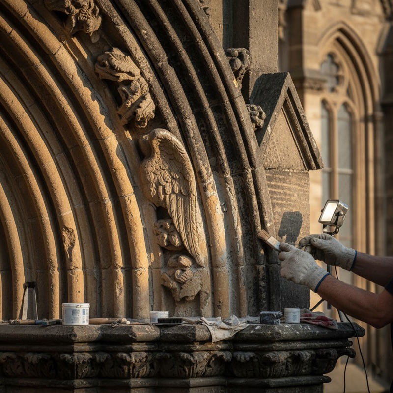 Restauración de la fachada de una iglesia