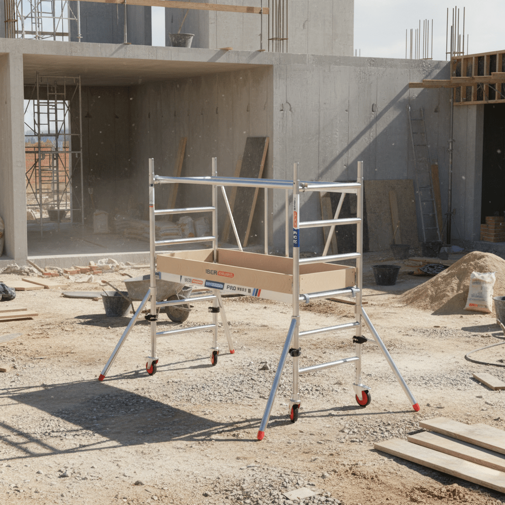 andamio plegable en una obra