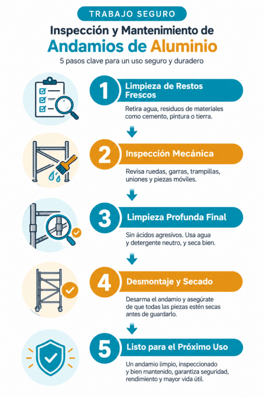 Guía paso a paso Cómo limpiar correctamente tu andamio de aluminio